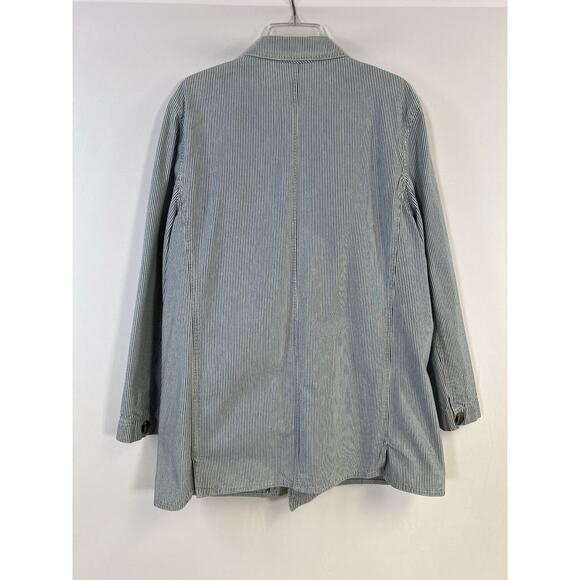 Harve Benard Vtg 90s Women's Blazer White Blue Striped Nautical Women’s L Cotton - Picture 3 of 13